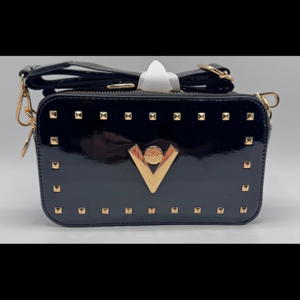 Valentino Orlandi patent leather double zip camera Bag NWT $280MSRP